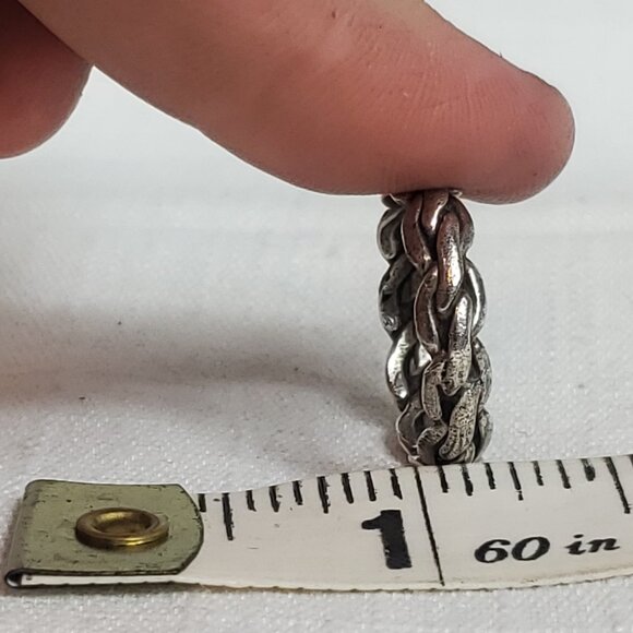 Bell Trading Post 925 Sterling Silver Woven Rope Band Sz 15mm US 7.5 - Picture 11 of 11